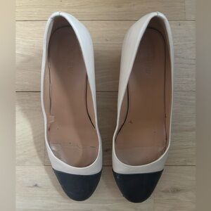 J. Crew Factory Cap Toe Cream/Pink and Black Pumps
